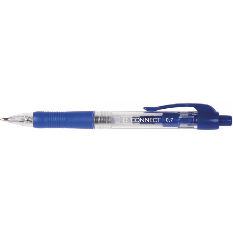 KF00268:Q-CONNECT stylo bille, rétractable, 0,7 mm, pointe moyenne, bleu