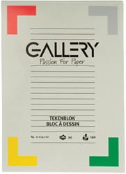 Gallery papier à dessin, 190 g, ft 21 x 29,7 cm, A4, papier sans bois, bloc de 20 feuilles