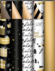 KP papier cadeau Black & Gold, 70 cm x 2 m, couleurs assorties
