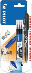 Pilot Frixion Ball roller à encre gel, blister de 4 pièces (1 roller à encre gel + 3 recharges), noir