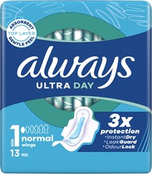 Always Ultra Day serviettes hygiéniques Normal, paquet de 13 pièces