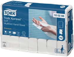 Tork essuie-mains en papier Xpress, Soft, 2 plis, 110 feuilles, système H2, paquet de 21 pièces