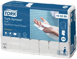 Tork essuie-mains en papier Xpress, Soft, multifold, 2 plis, 150 feuilles, système H2, paquet de 21 pièce
