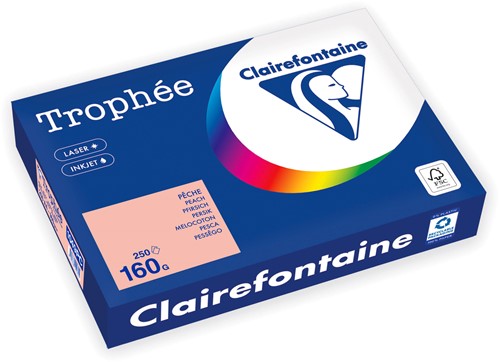 Clairefontaine A4 160g pêche 1049 FSC <br>Par paquet de 250 feuilles