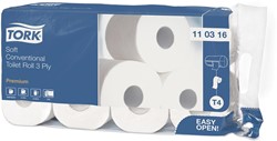 Tork Premium papier toilette extra soft, 3 plis, 250 feuilles, système T4, blanc, paquet de 8 rouleaux