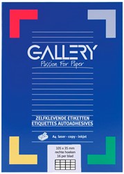 Gallery étiquettes blanches, ft 105 x 35 mm (l x h), coins carrés, boîte de 1.600 étiquettes
