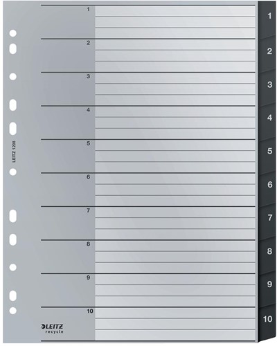 Leitz Recycle intercalaires, ft A4, perforation 11 trous, PP, noir, 1-10-2