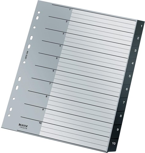 Leitz Recycle intercalaires, ft A4, perforation 11 trous, PP, noir, 1-10