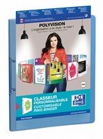 OXFORD Polyvision classeur à anneaux personnalisable, format A4, en PP, dos de 3 cm, 2 anneaux, bleu