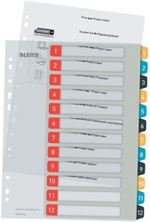 Leitz Cosy intercalaires, ft A4, perforation 11 trous, PP, couleurs assorties, set 1-12