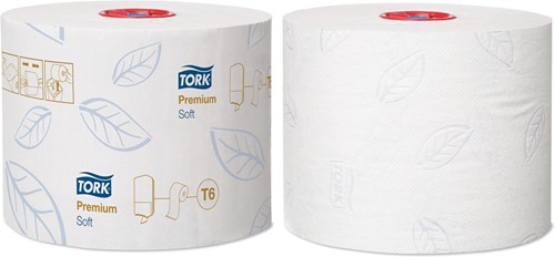 Tork Premium papier toilette soft, mid-size, 2 plis, système T6, blanc, paquet de 27 rouleaux-2