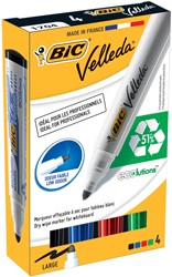 Bic marqueur pour tableaux blancs 1701, boîte de 4 pièces en couleurs assorties