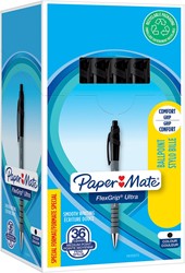 Paper Mate stylo bille Flexgrip Ultra RT noir, boîte 30 + 6 pièces gratuit
