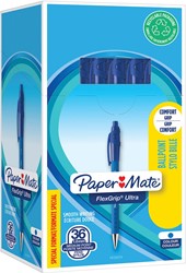 Paper Mate stylo bille Flexgrip Ultra RT, bleu, boîte 30 + 6 pièces gratuit