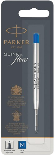 Parker Quinkflow recharge pour stylo bille, pointe moyenne, bleu, sous blister