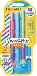 Paper Mate Inkjoy Quatro Joie de Vivre stylo 4 couleurs, moyen, 4 couleurs d'encre classique, blister 2 +
