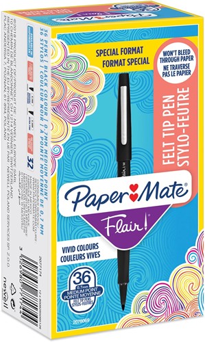 Paper Mate fineliner Flair Original, value pack de 36 pièces (30 + 6 gratuites), noir