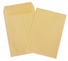 Pochette à soufflet 280x410x90 bande kraft armé brun 130g <br>Boîte de 100 pièces