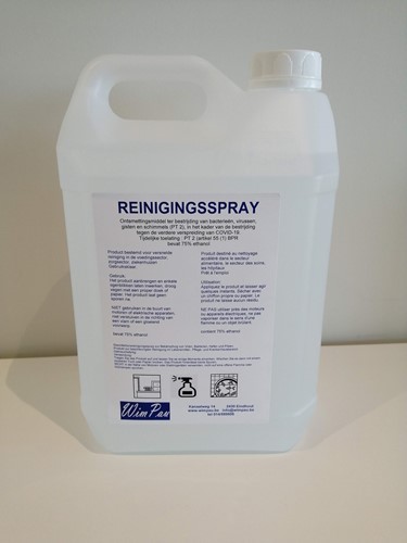 Spray nettoyant et désinfectant 75?% éthanol 5L <br>À l’unité