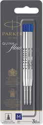 Parker Quinkflow recharge pour stylo bille, pointe moyenne, bleu, blister de 3 pièces
