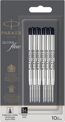 Parker Quinkflow recharge pour stylo bille, pointe moyenne, noir, blister de 10 pièces