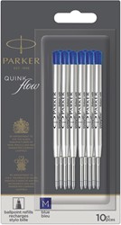 Parker Quinkflow recharge pour stylo bille, pointe moyenne, bleu, blister de 10 pièces