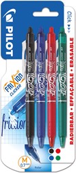Roller rétractable Pilot FriXion Ball Clicker, pointe medium, 0,7 mm, blister de 4 pièces