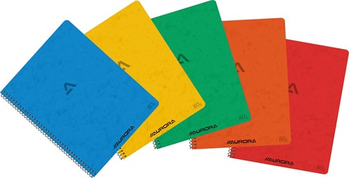 Aurora Writing 80 cahier spiralé, ft 21 x 16,5 cm, 120 pages, quadrillé commercial