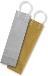 Folia sac papier kraft pour bouteilles, 110 g/m², or et argent, paquet de 6 pièces