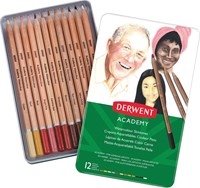 Derwent crayon aquarellable Academy , boîte métallique de 12 pièces en couleurs assorties