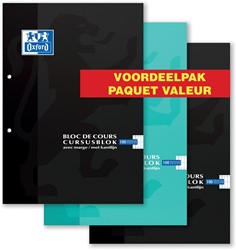 Oxford bloc de cours offre spécial de 3 pièces, couleurs assorties, ft A4, 100 flls, quadrillé commercial
