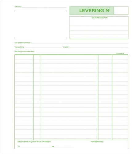 Exacompta livraisons, ft 21 x 18 cm, dupli (50 x 2 feuilles), néerlandais