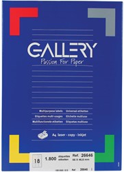 Gallery étiquettes blanches ft 66 x 46,6 mm (l x h), coins arrondis, 18 par feuille