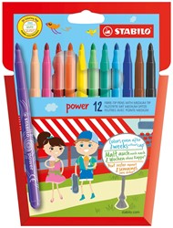 STABILO power feutre, étui de 12 pièces en couleurs assorties
