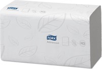 Tork essuie-mains en papier Advanced, 2 plis, 250 feuilles, système H3, blanc, paquet de 15 pièces-2