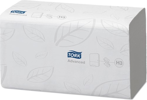Tork essuie-mains en papier Advanced, 2 plis, 250 feuilles, système H3, blanc, paquet de 15 pièces-2