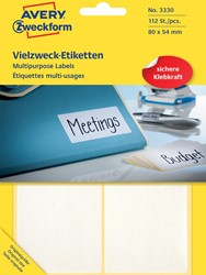 Avery Zweckform 3330 étiquettes multi-usages, ft 80 x 54 mm, 112 étiquettes, blanc