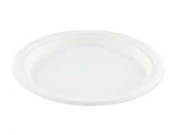 Conpax assiette, 23 cm, bagasse, blanc, paquet de 50 pièces