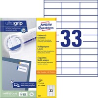Avery Zweckform 3421, étiquettes universelles, Ultragrip, blanc, 100 feuilles, 70 x 25,4 mm-2
