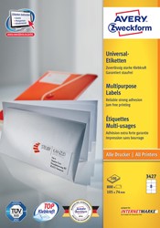 Avery Zweckform 3427, étiquettes universelles, Ultragrip, blanc, 100 feuilles, 105 x 74 mm