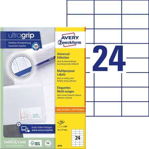 Avery Zweckform étiquette, ft 70 x 37 mm, 4.800 pièces-2
