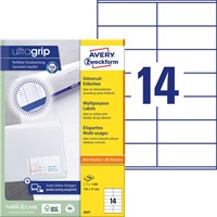 Avery Zweckform 3477, étiquettes universelles, Ultragrip, blanc, 100 feuilles, 105 x 41 mm-2