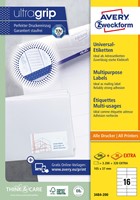 Avery Zweckform 3484, étiquettes universelles, Ultragrip, blanc, 200 feuilles, 105 x 37 mm