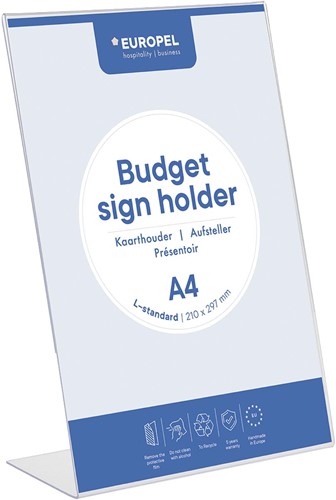 Europel présentoir de documents Budget, pied en L, ft A4