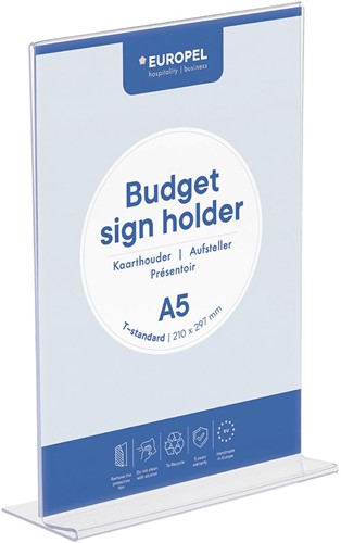 Europel présentoir de documents Budget, pied en T, ft A5
