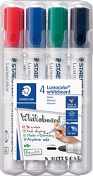 Staedtler marqueur pour tableaux blancs Lumocolor, étui de 4 pièces en couleurs assorties