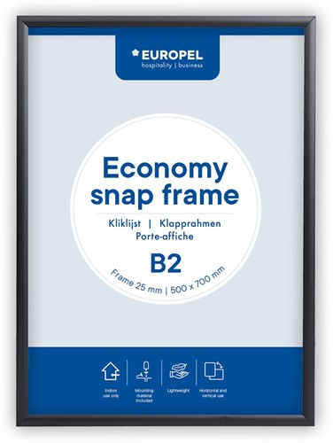 Europel cadre porte-affiche Economy, 25 mm, ft B2, noir