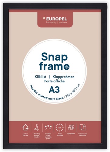 Europel cadre porte-affiche Premium Plus, 25 mm, A3, mat noir
