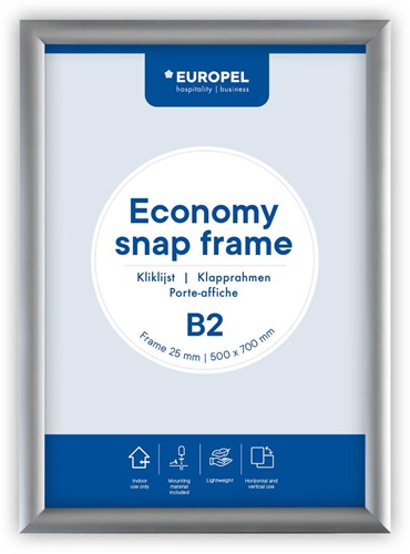 Europel cadre porte-affiche Economy, 25 mm, ft B2, argent