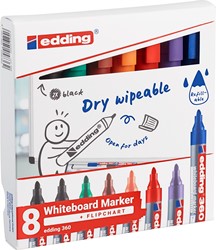 edding marqueur pour tableaux blancs 360, étui de 8 pièces en couleurs assorties